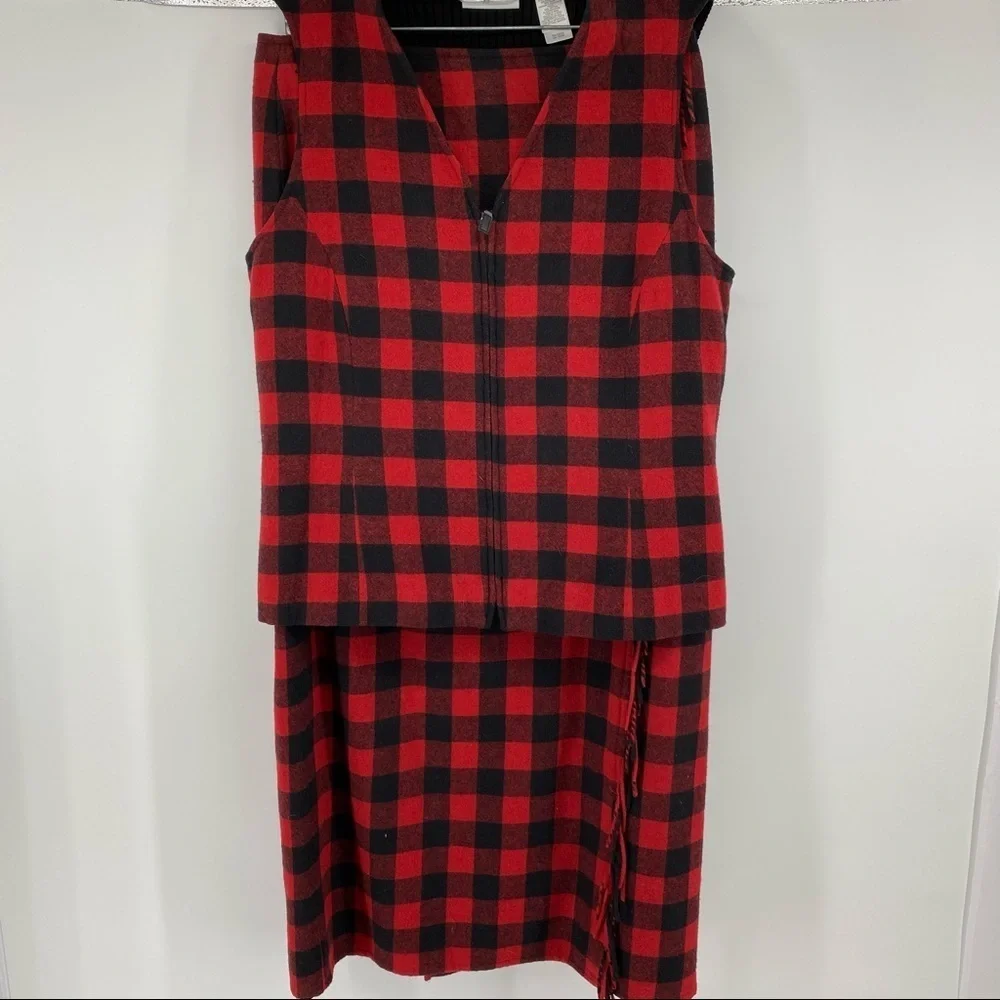 Liz Claiborne Sz 10 Buffalo Plaid 2pc Skirt Set